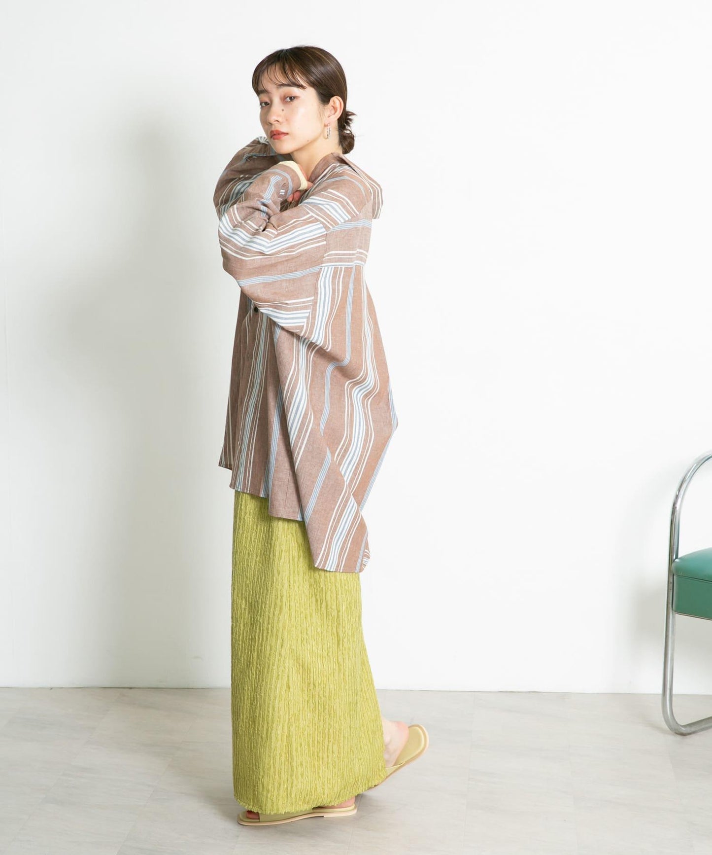 條紋提花喇叭裙