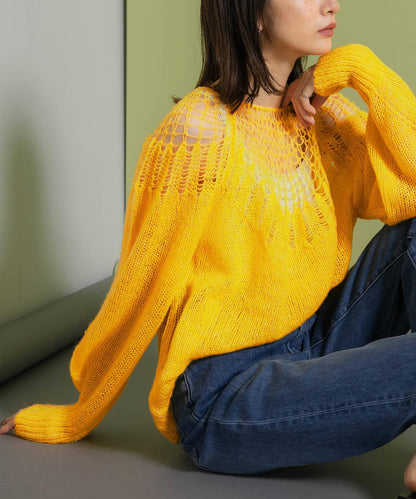 網紗拼接針織衫