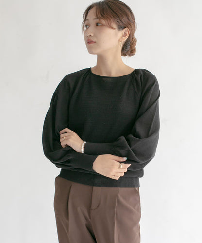 後背開口蓬鬆袖針織衫