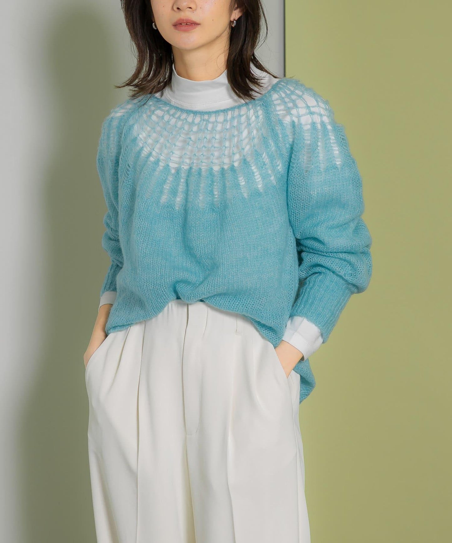 網紗拼接針織衫