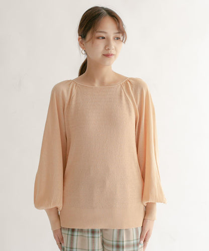 後背開口蓬鬆袖針織衫