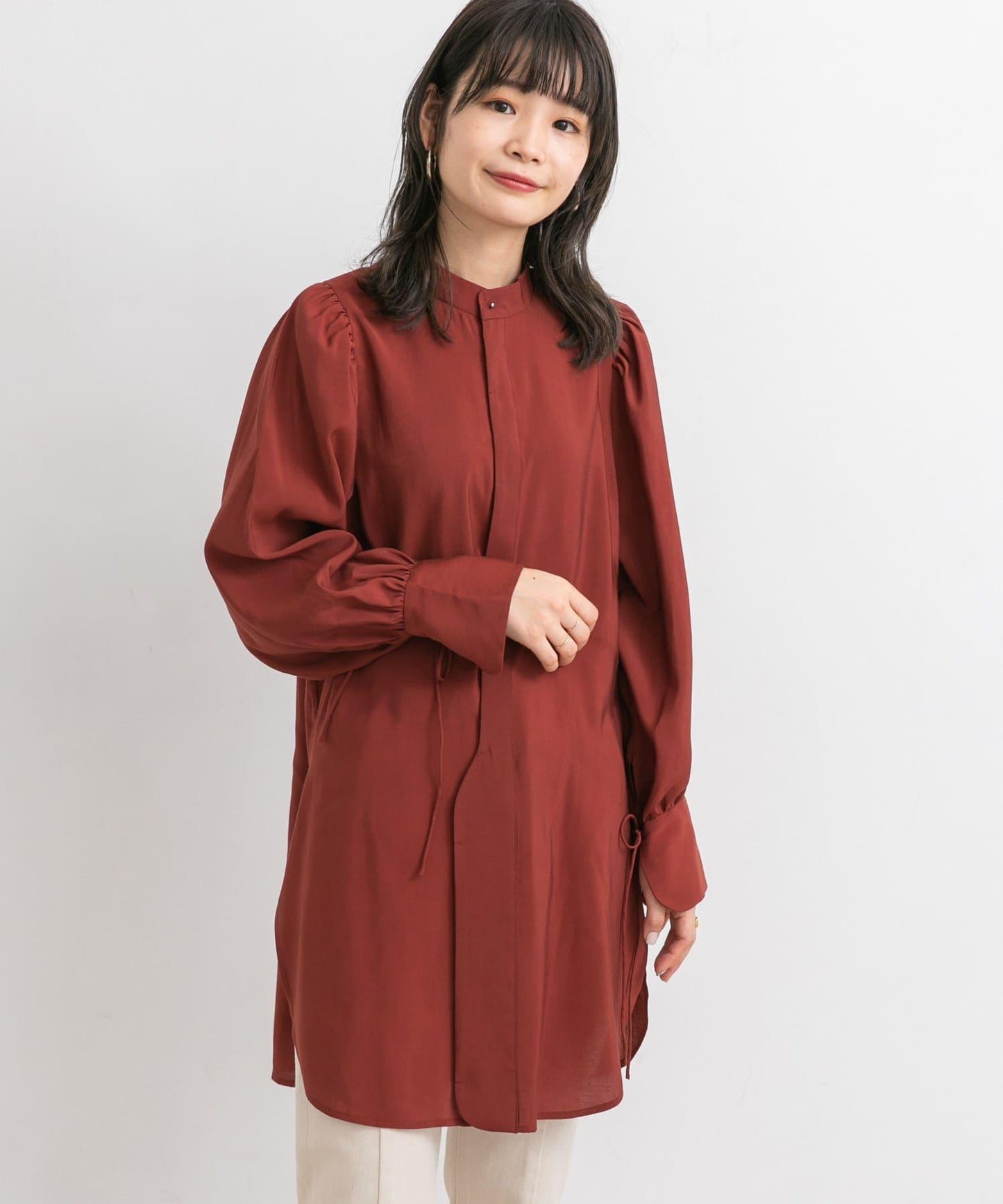 立領寬鬆袖襯衫