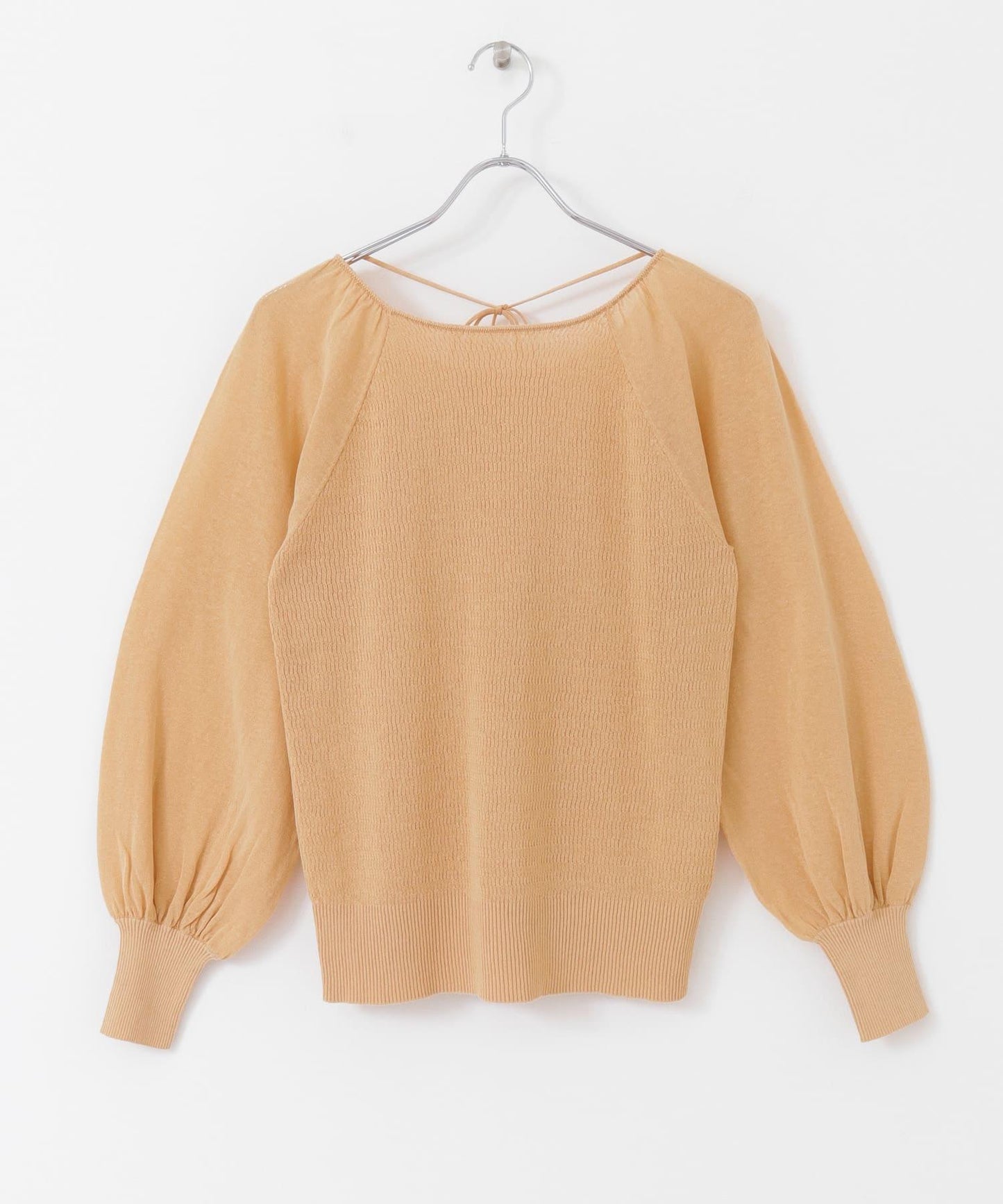 後背開口蓬鬆袖針織衫