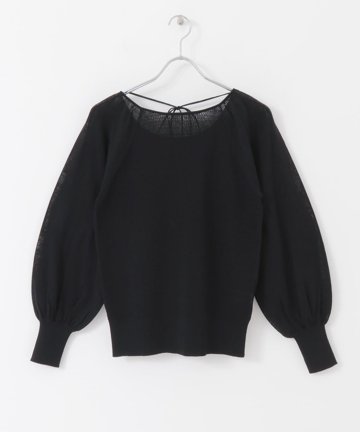 後背開口蓬鬆袖針織衫