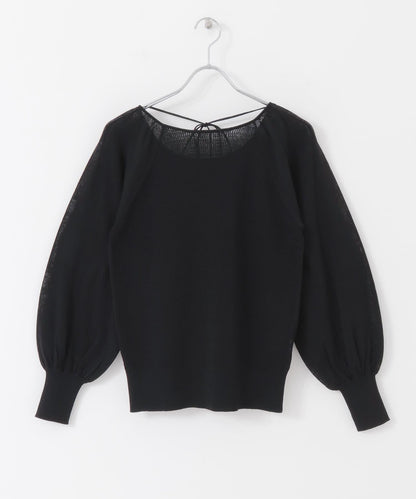 後背開口蓬鬆袖針織衫