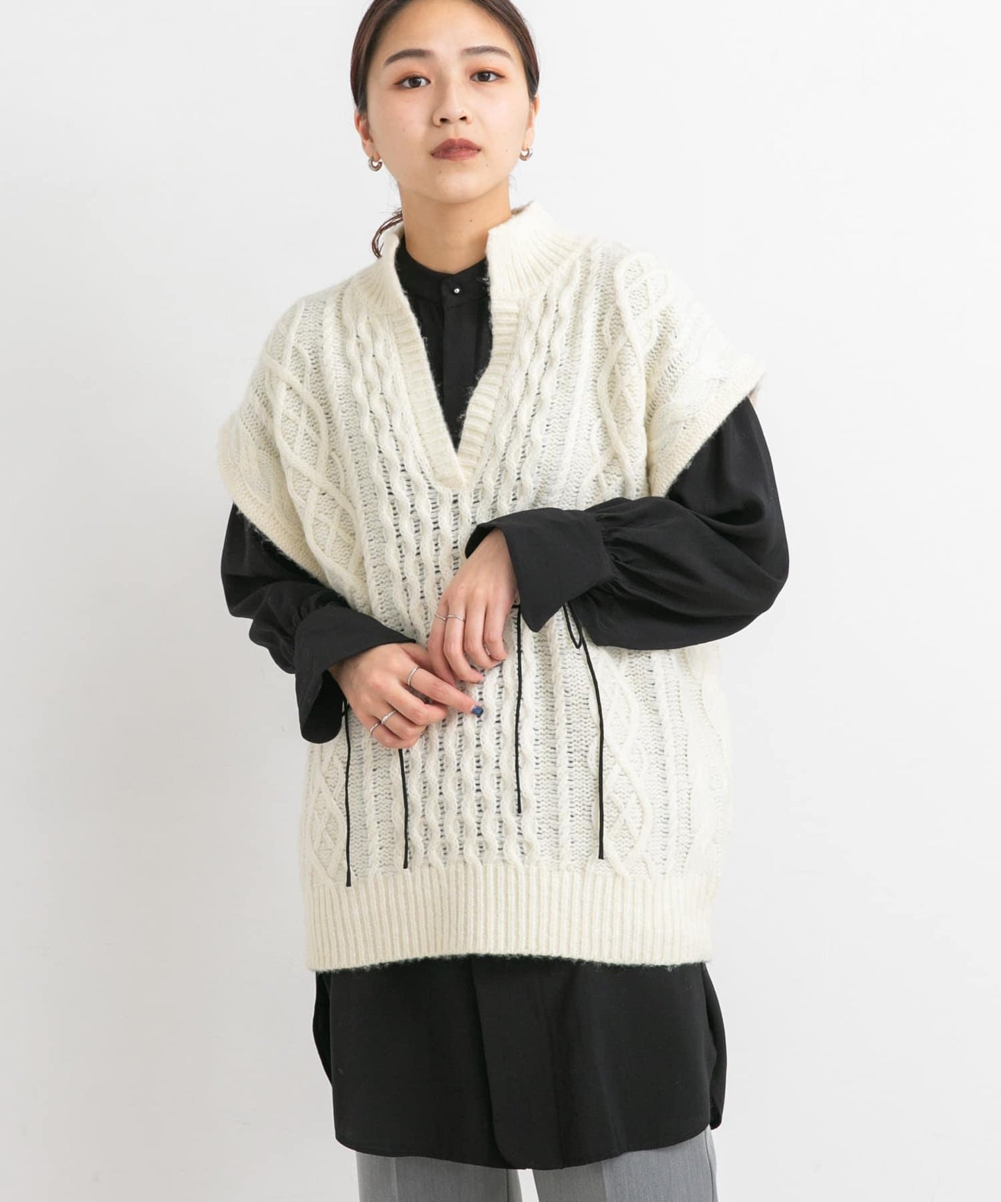 立領寬鬆袖襯衫