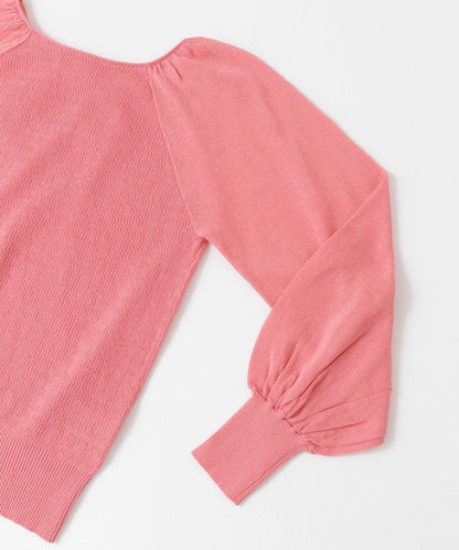 後背開口蓬鬆袖針織衫