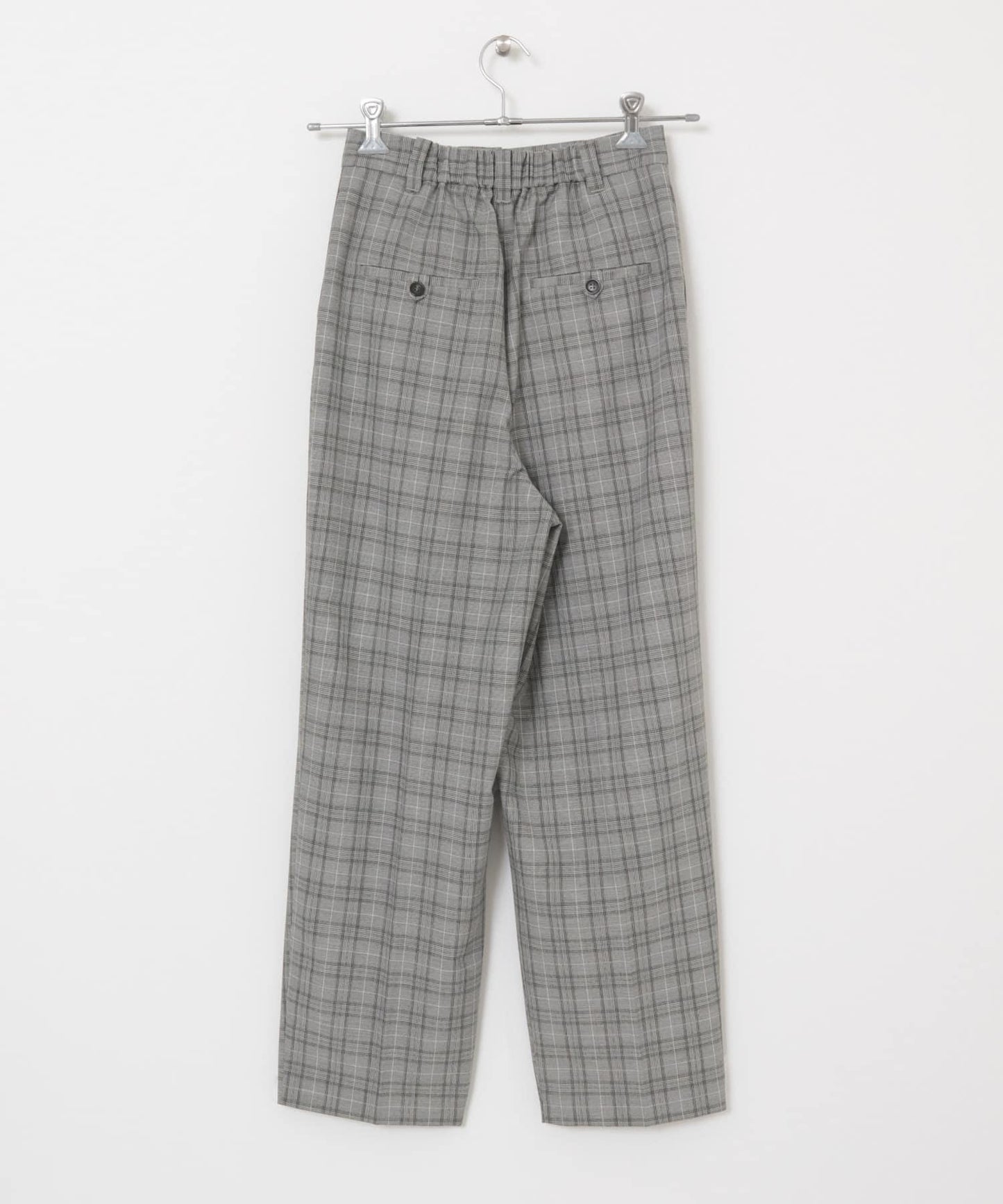 中線壓褶寬鬆格紋長褲