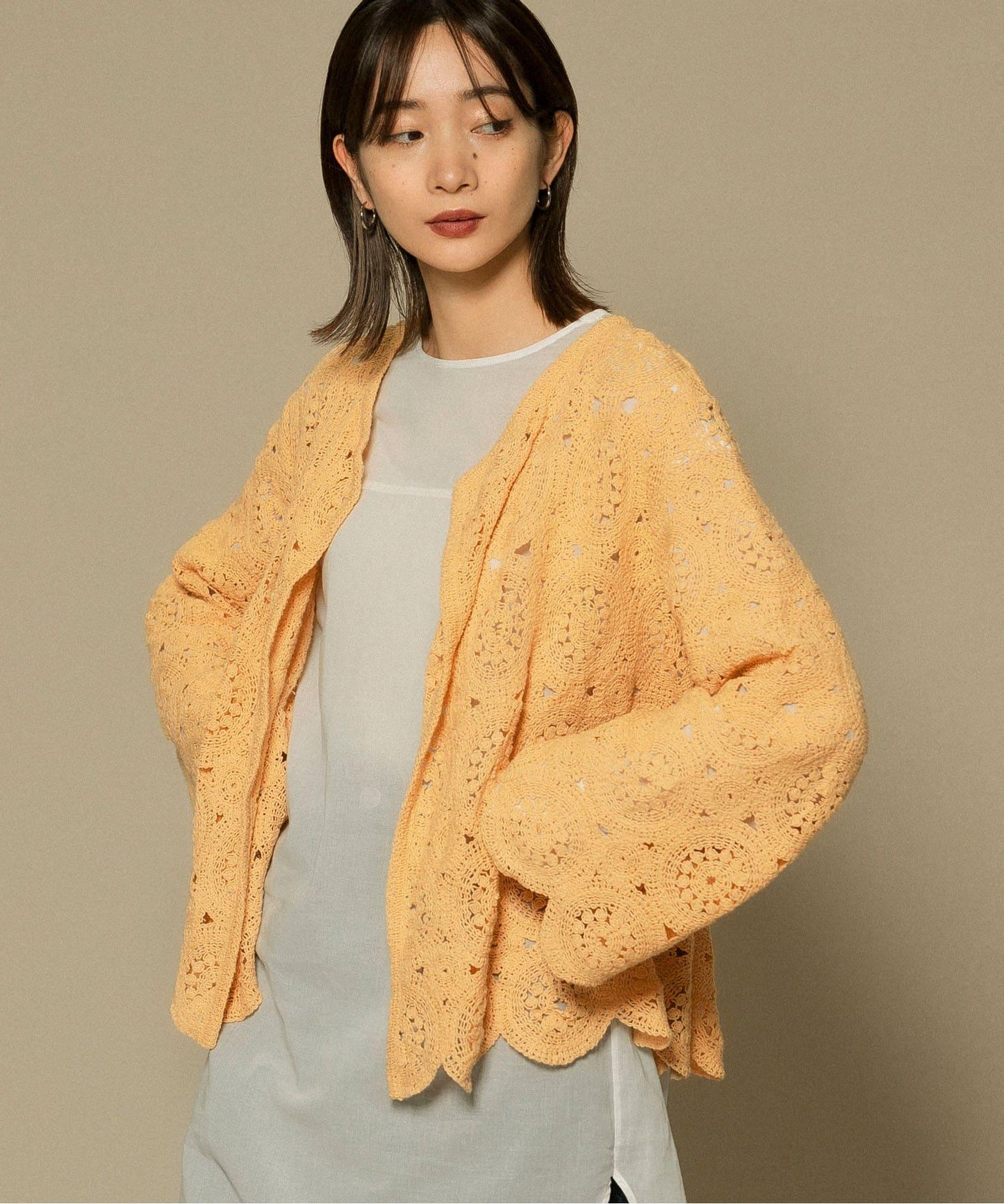 鏤空圓形花邊針織開衫