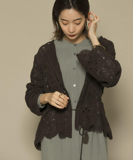 鏤空圓形花邊針織開衫