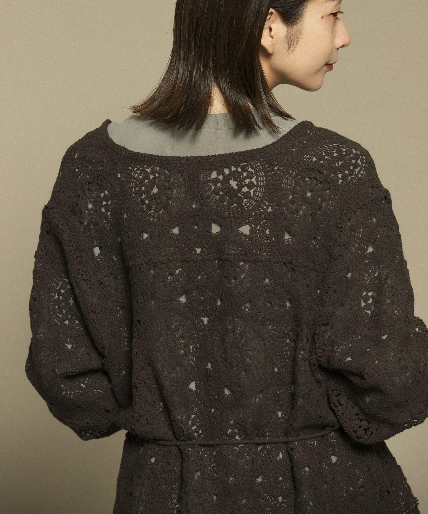 鏤空圓形花邊針織開衫