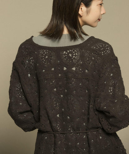 鏤空圓形花邊針織開衫
