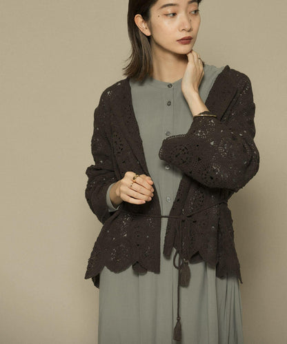 鏤空圓形花邊針織開衫