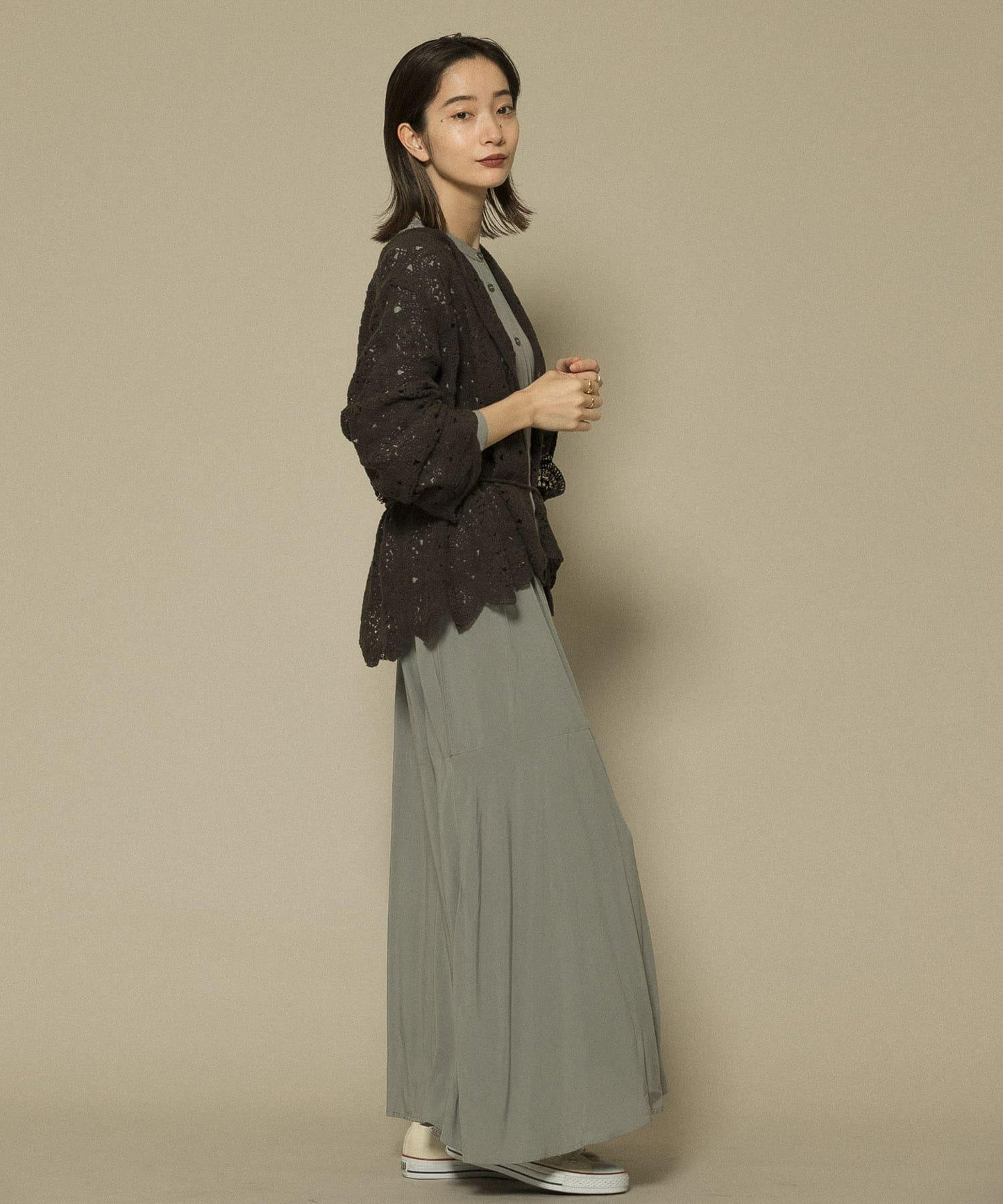 鏤空圓形花邊針織開衫