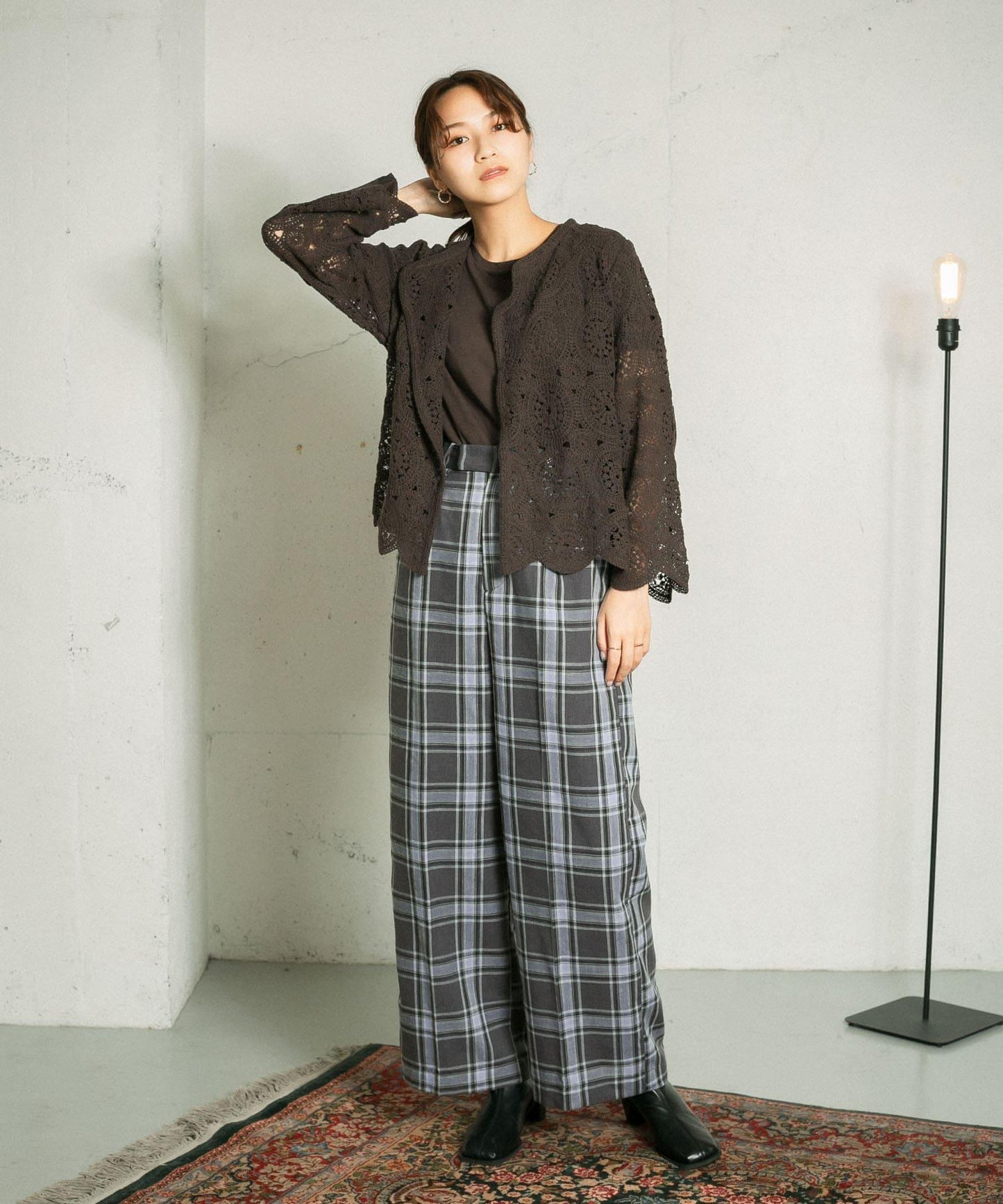 鏤空圓形花邊針織開衫