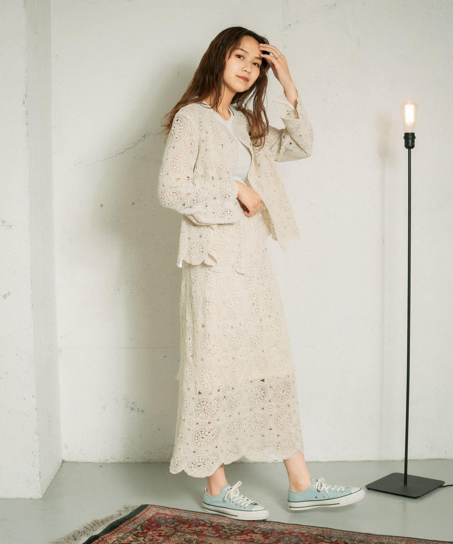 鏤空圓形花邊針織開衫