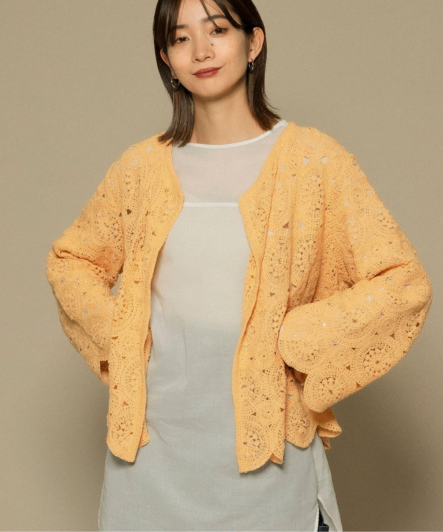 鏤空圓形花邊針織開衫