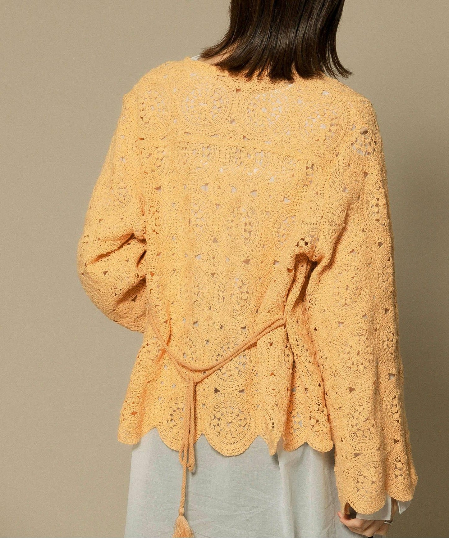 鏤空圓形花邊針織開衫