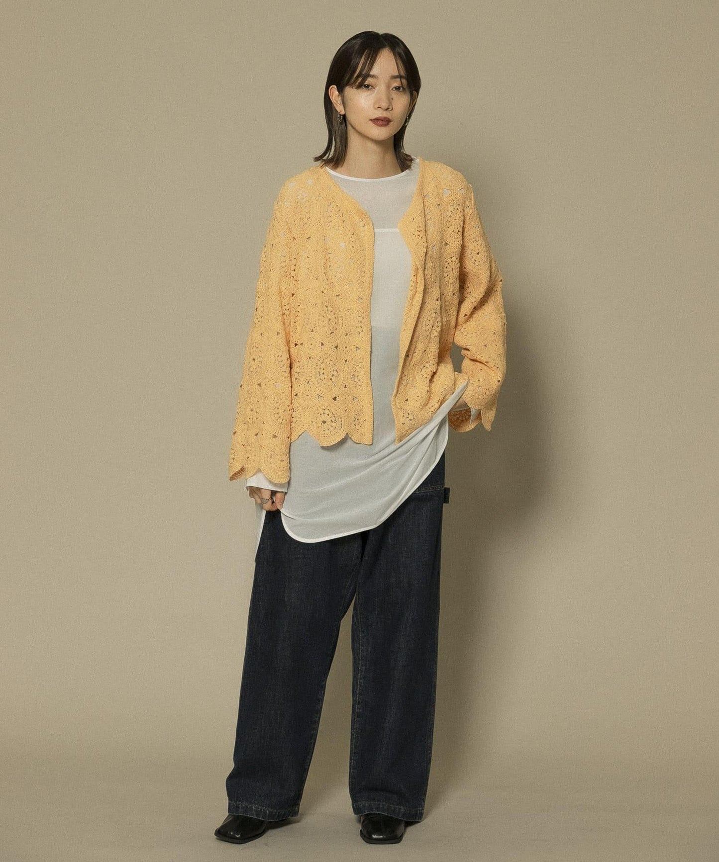 鏤空圓形花邊針織開衫