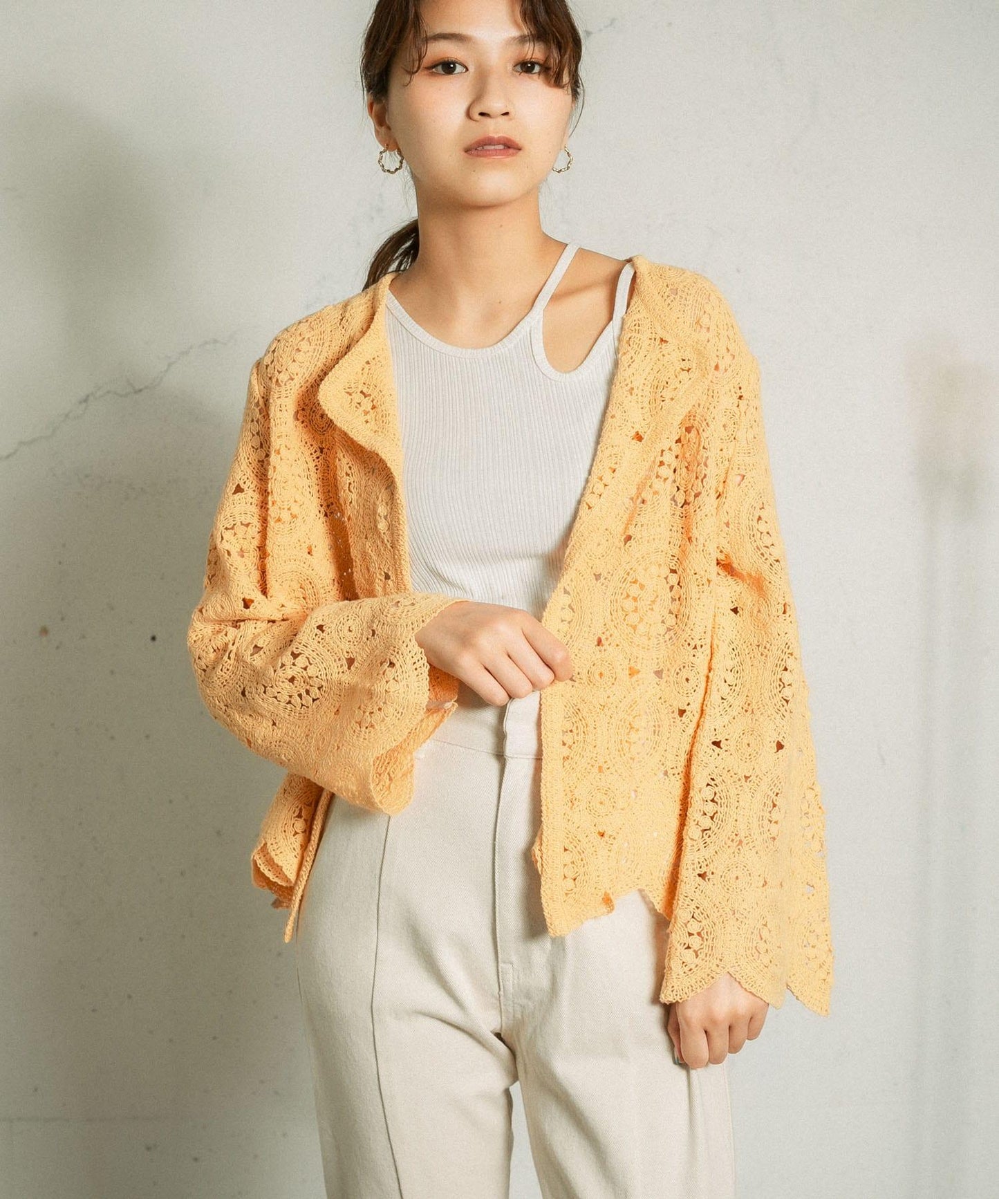 鏤空圓形花邊針織開衫