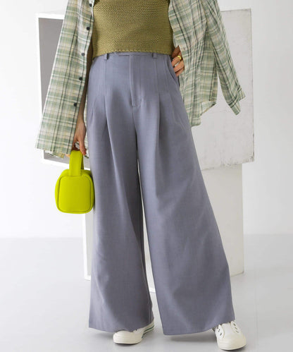 雙褶寬腿褲