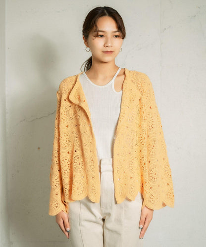 鏤空圓形花邊針織開衫