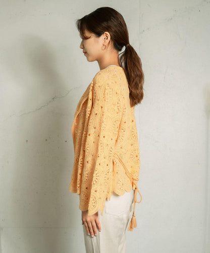 鏤空圓形花邊針織開衫