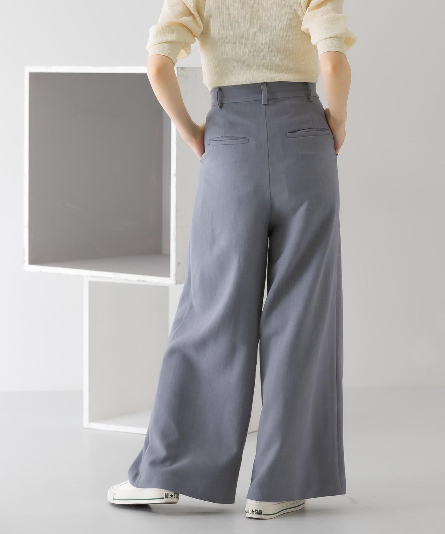 雙褶寬腿褲