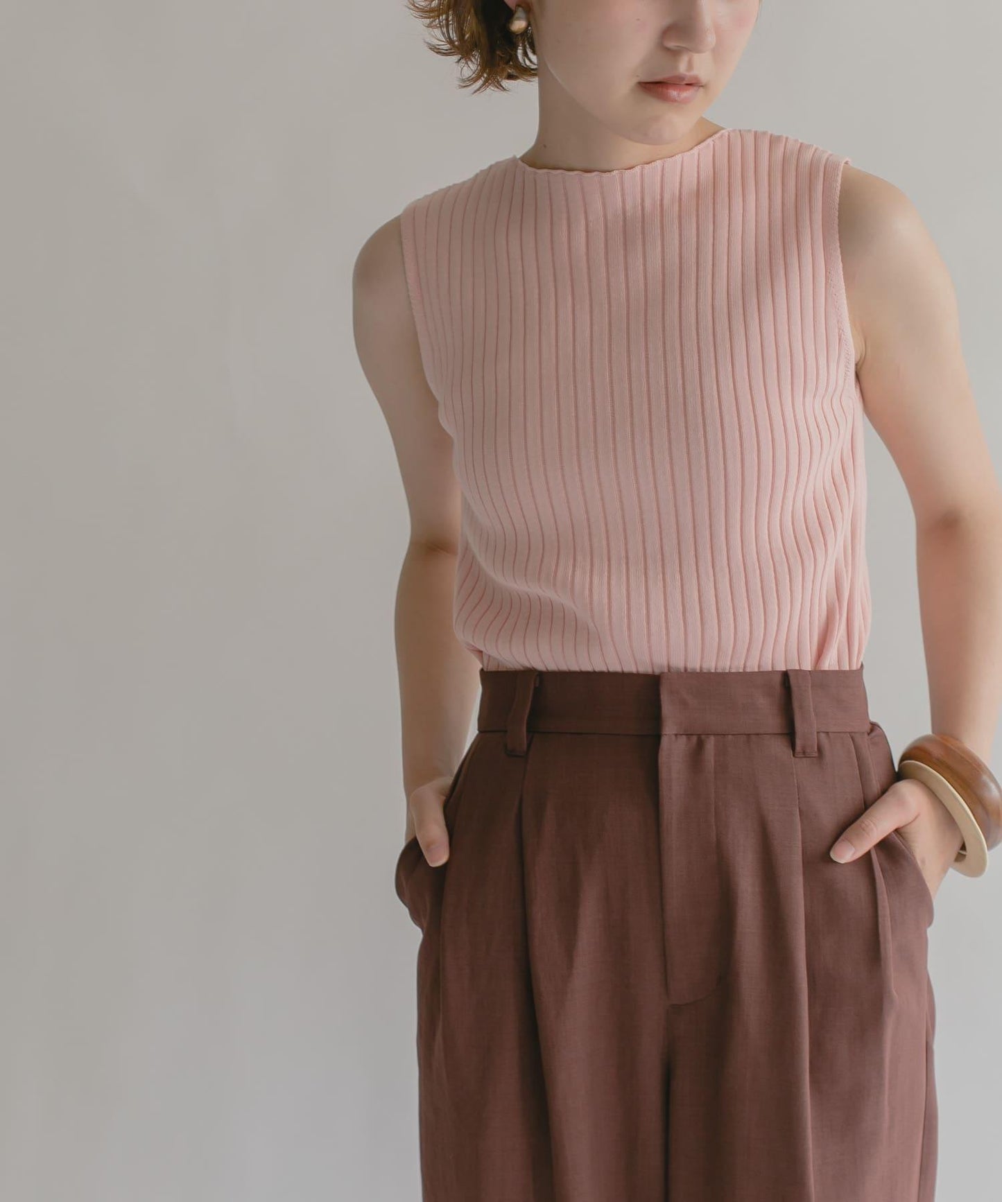 船領羅紋針織背心