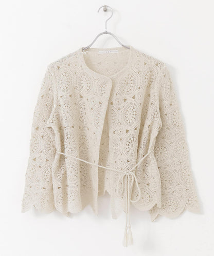 鏤空圓形花邊針織開衫