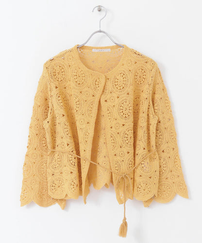 鏤空圓形花邊針織開衫