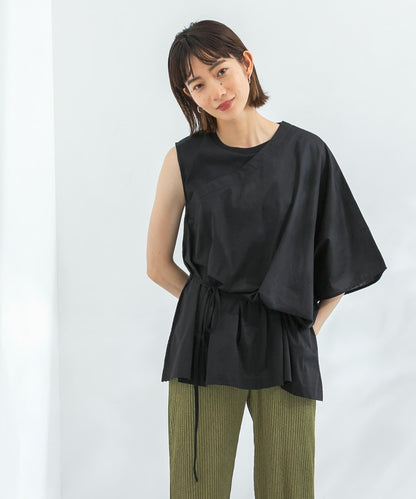 斗篷拼接不對稱襯衫