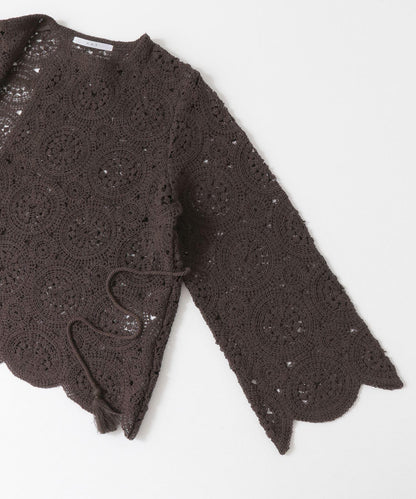 鏤空圓形花邊針織開衫