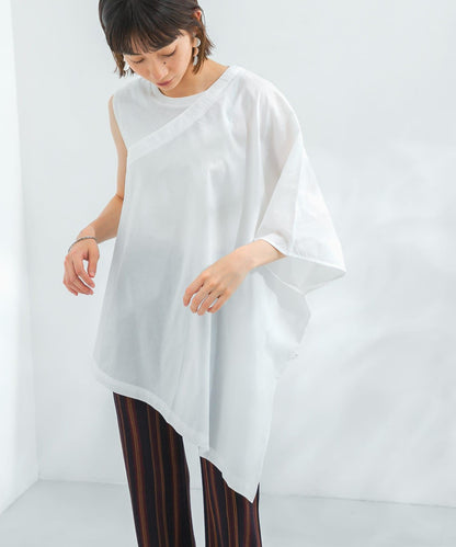 斗篷拼接不對稱襯衫
