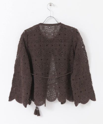 鏤空圓形花邊針織開衫