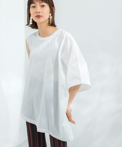 斗篷拼接不對稱襯衫