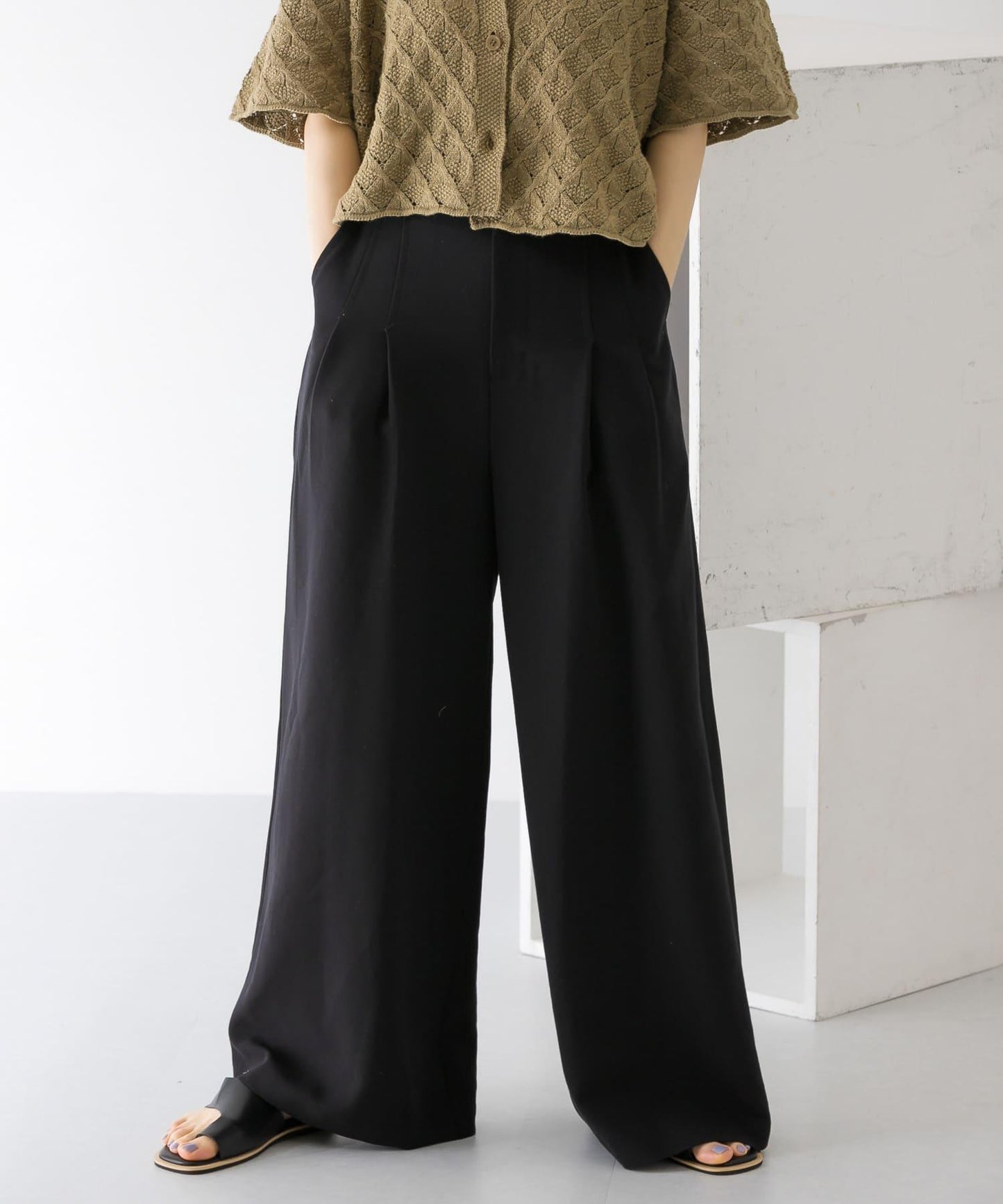 雙褶寬腿褲