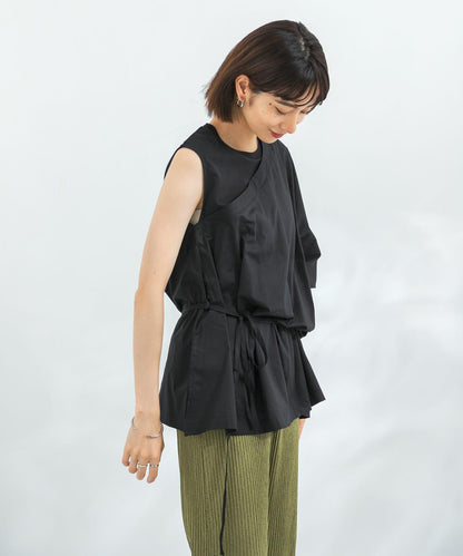 斗篷拼接不對稱襯衫