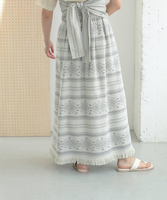 民族風圖案蓬鬆半身裙