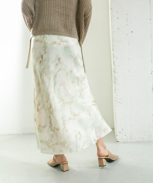 扎染印花亮面半身裙