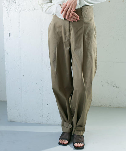 拼接紐扣設計長褲