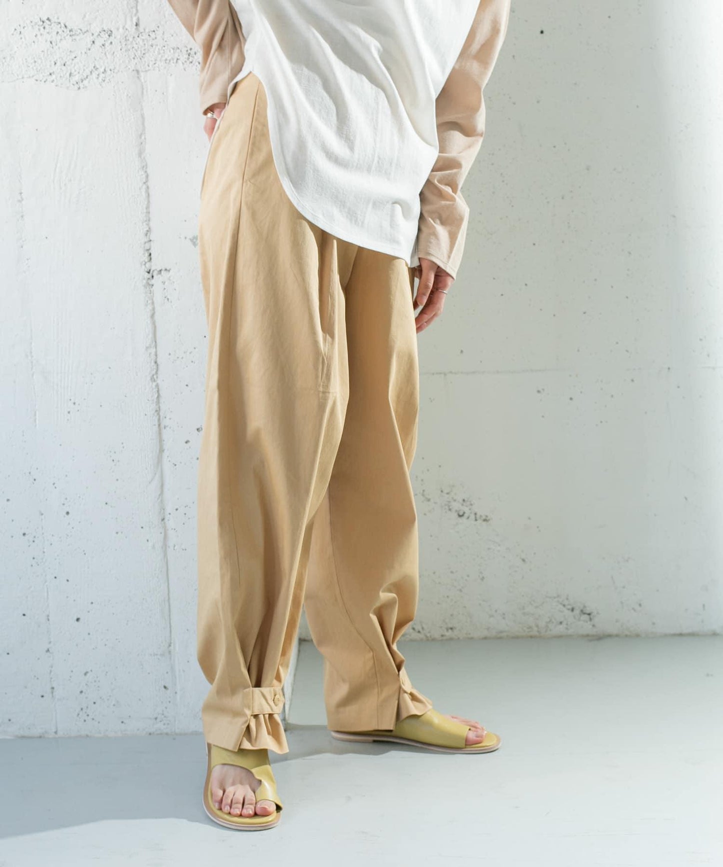 拼接紐扣設計長褲