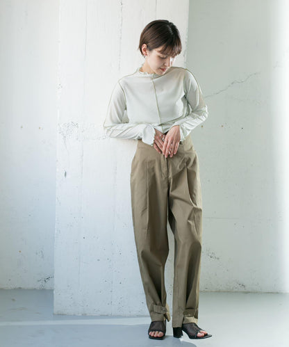 拼接紐扣設計長褲