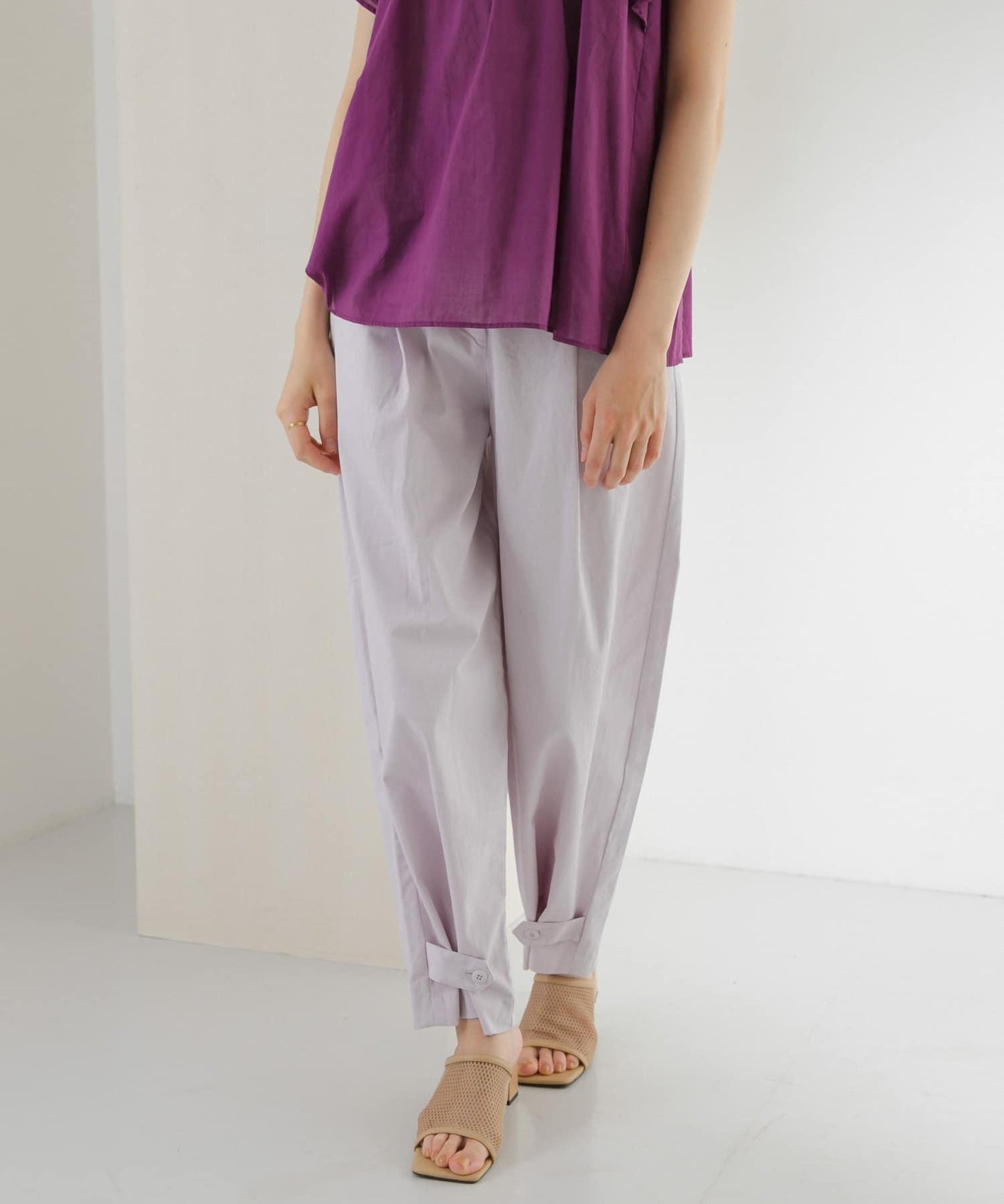 拼接紐扣設計長褲