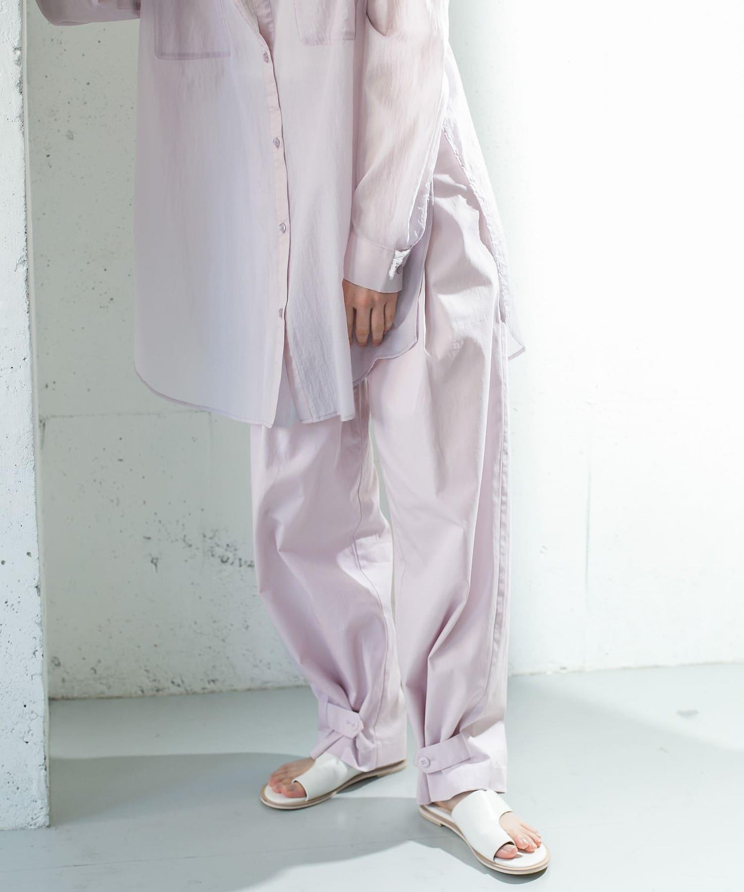 拼接紐扣設計長褲