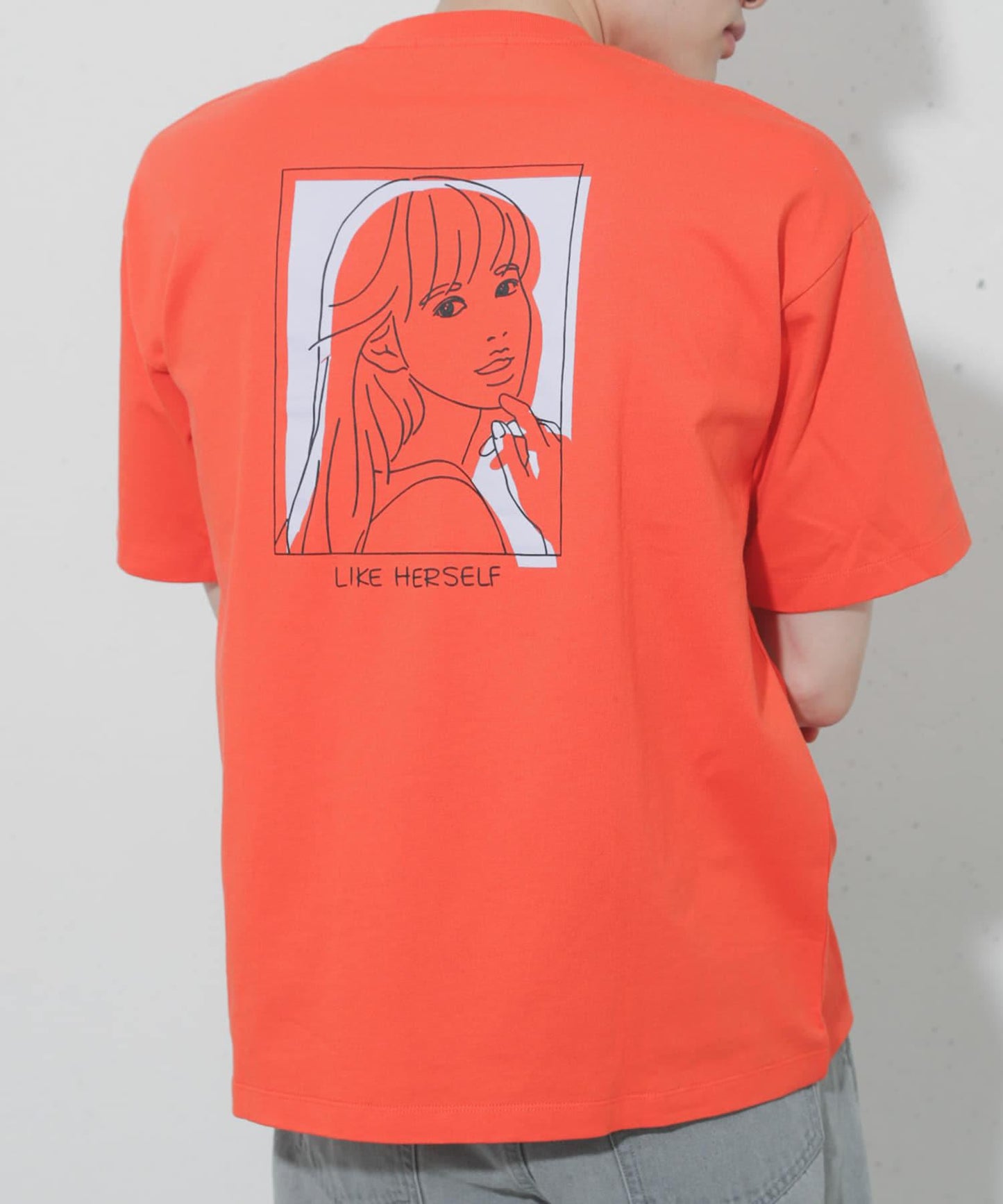 女孩圖案T恤（五分袖）