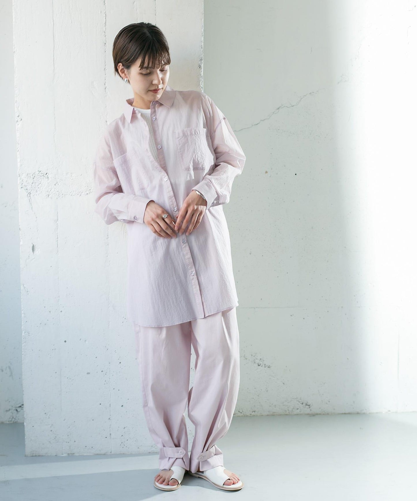 拼接紐扣設計長褲