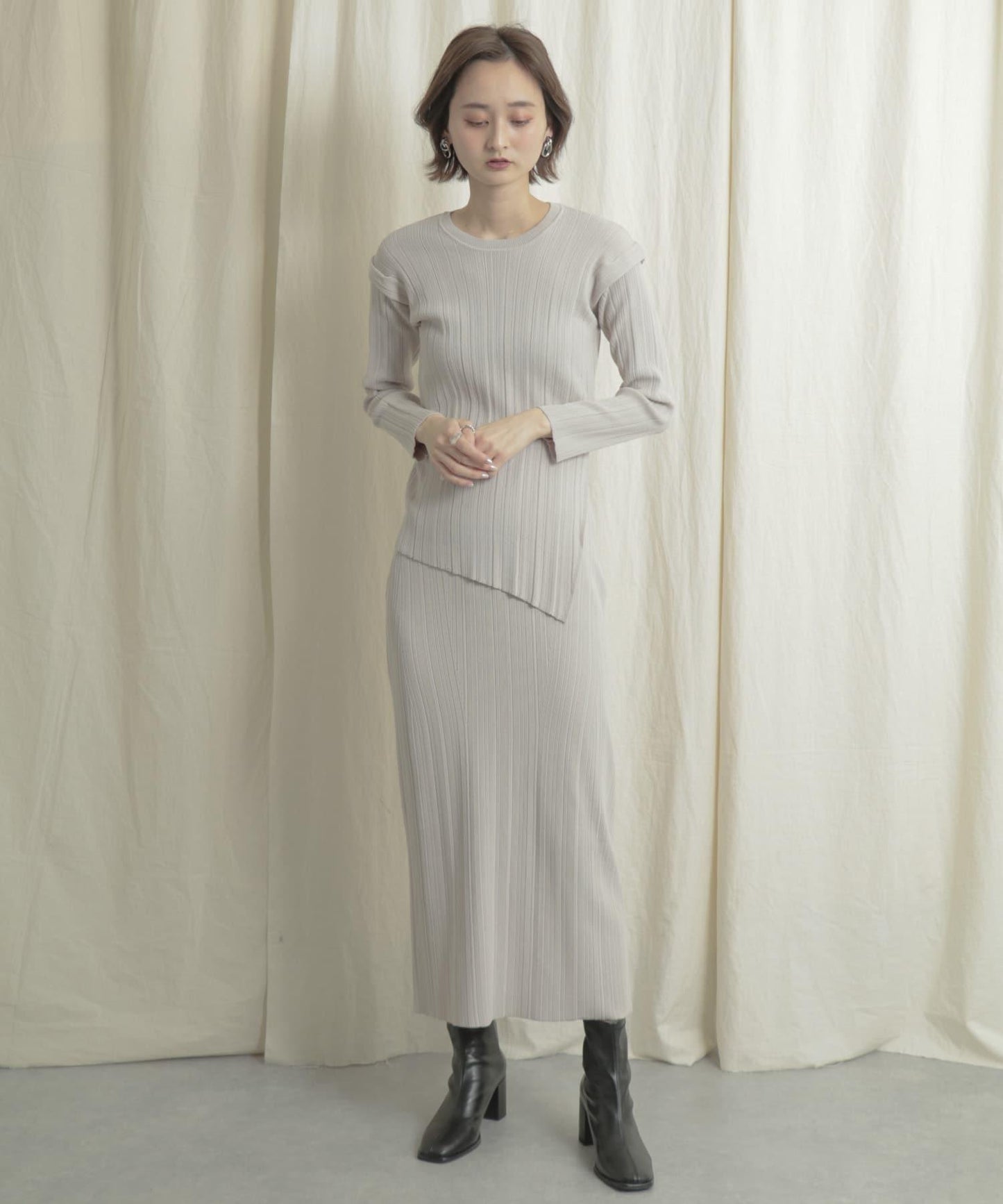 羅紋針織修身半身裙