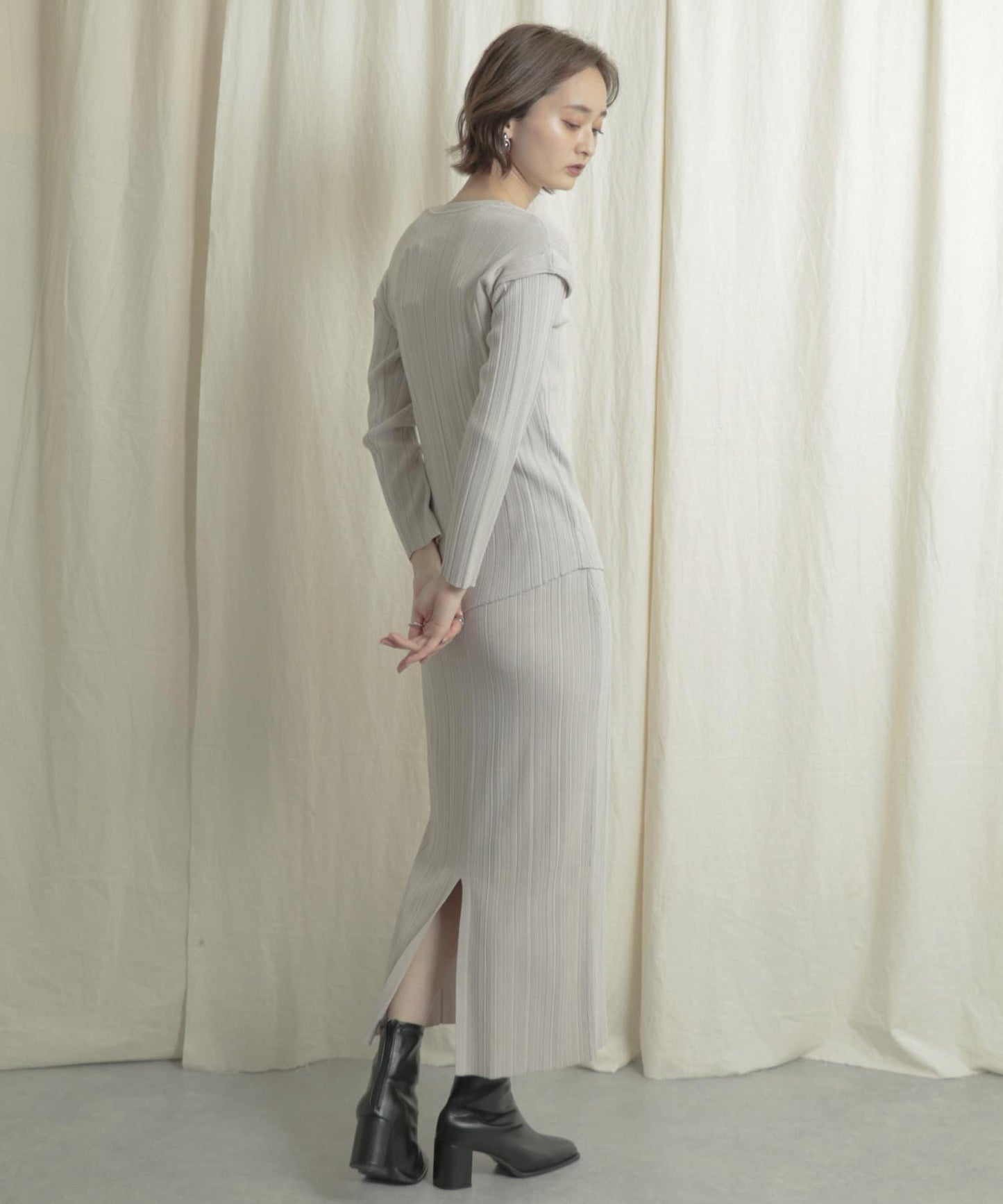 羅紋針織修身半身裙