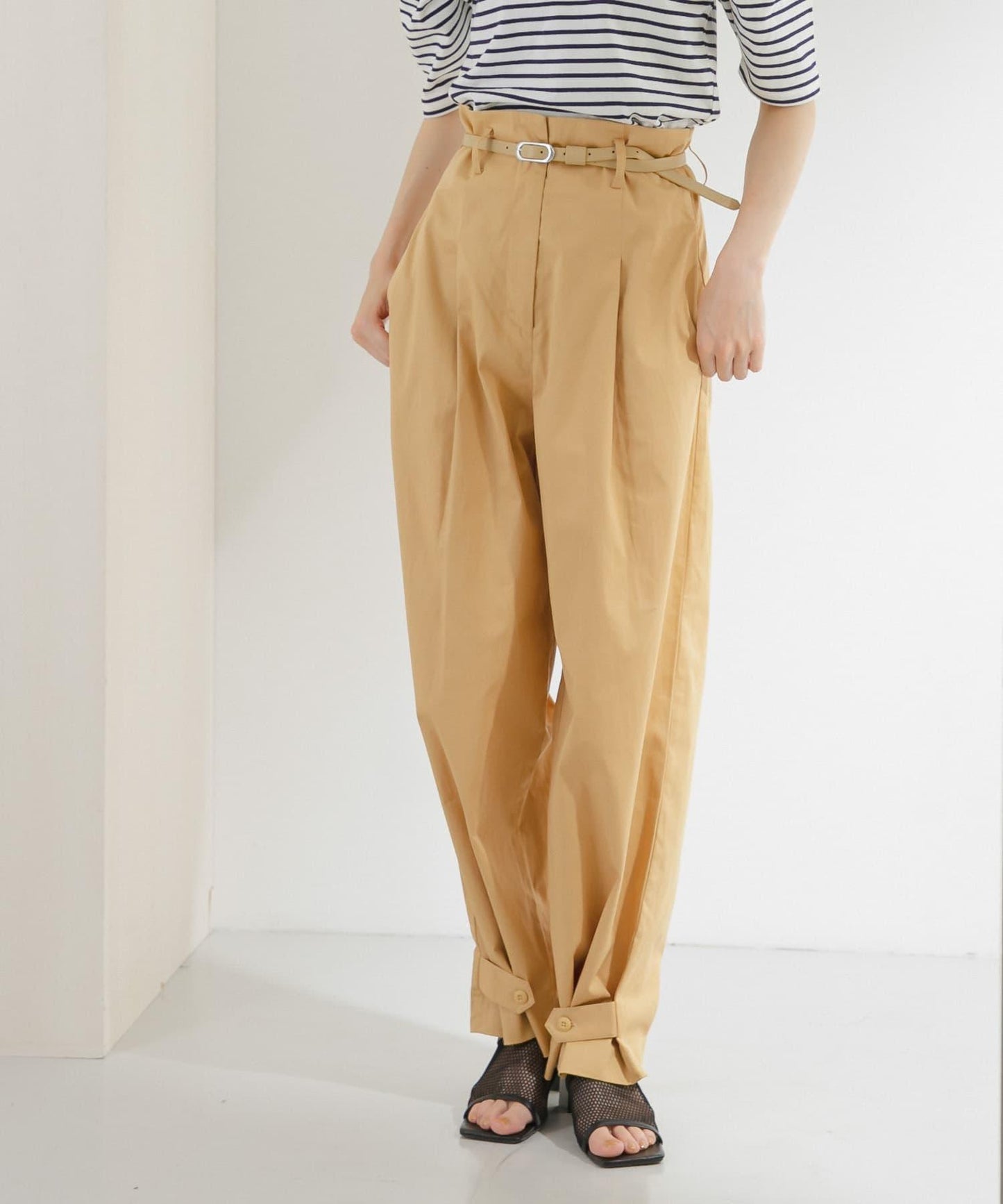 拼接紐扣設計長褲